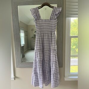 Hill House Ellie Nap Dress Purple Gingham Size Small